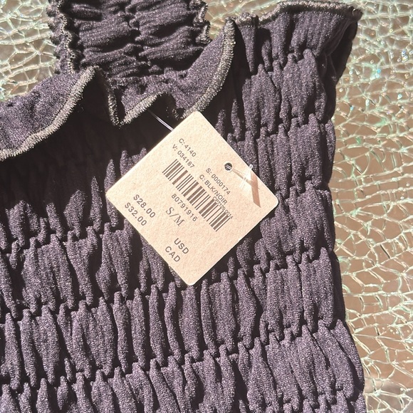 BLACK ANTHROPOLOGIE CROPPED TOP S/M NWT - Picture 2 of 3